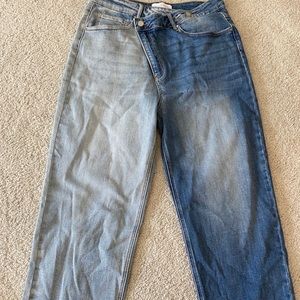 Risen Asymmetrical Two Tone Crossover Jeans 1X (14W-16W)